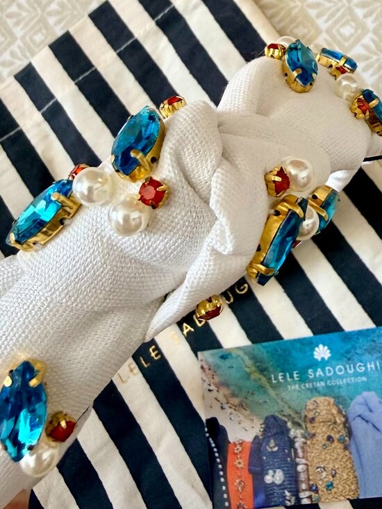 LELE SADOUGHI Slim Knotted Crystal Headband Ivory Multi Embellished $145 NWT main image 8